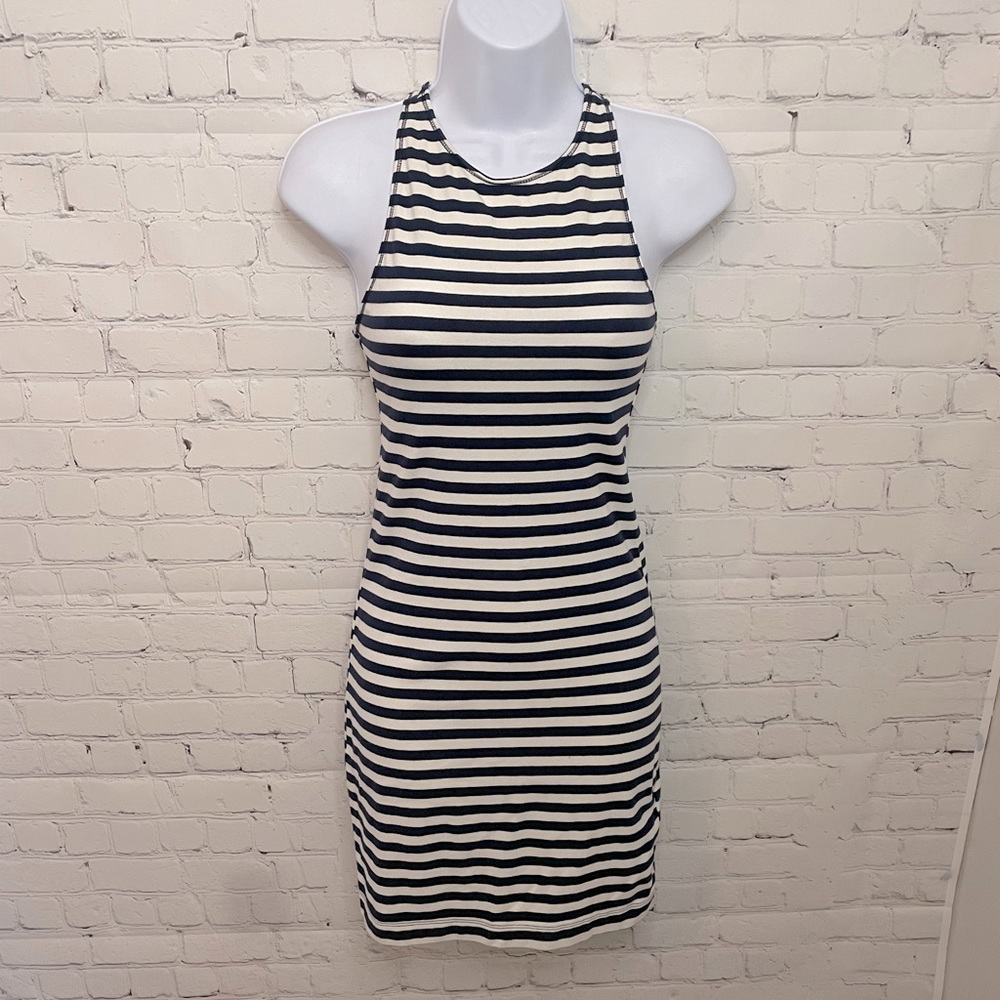 Navy and White Striped Bodycon Hollister Tank Top Dress Size XS